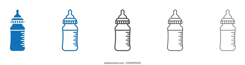 Baby milk bottle icon vector set collection for web