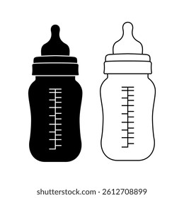 Baby milk bottle line icon vector
