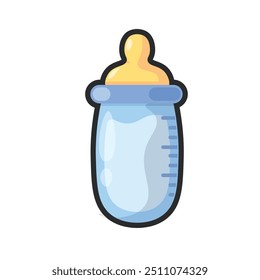 baby milk bottle in outline flat vector design.