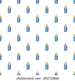 Baby milk in bottle pattern in cartoon style. Seamless pattern vector illustration