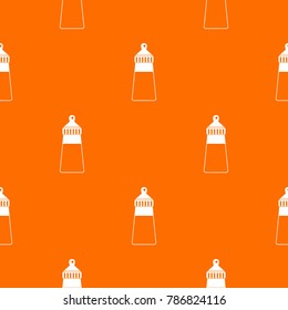 Baby milk bottle pattern repeat seamless in orange color for any design. Vector geometric illustration