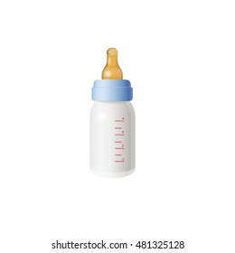 Baby milk bottle. Milk in the bottle realistic illustration isolated on the white background.