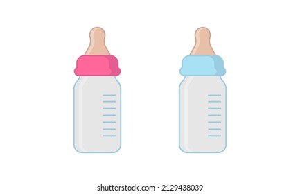 Baby milk bottle set vector illustration