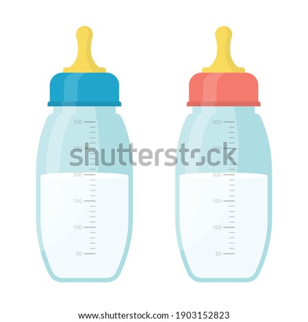 Baby milk bottle set vector illustration