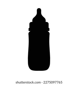 Baby Milk Bottle Silhouette. Black and White Icon Design Element on Isolated White Background