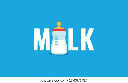 Baby Milk Bottle Typography Design