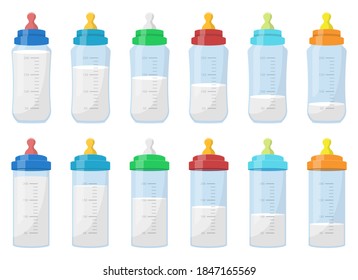 Ilustración del diseño del vector de la botella de leche de bebé aislada en fondo blanco