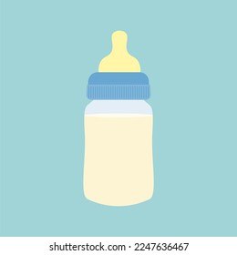 Ilustración del diseño del vector de la botella de leche de bebé aislada en el fondo del color. Producto lácteo. Ilustración vectorial aislada en estilo de dibujos animados
