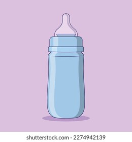 Baby Milk Bottle Vector Icon Illustration with Outline for Design Element, Clip Art, Web, Landing page, Sticker, Banner. Flat Cartoon Style