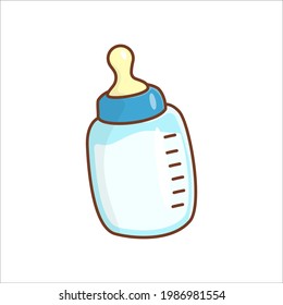 Baby milk bottle vector illustration with cartoon style isolated on white background