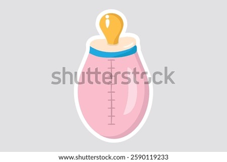 Baby Milk Bottle Vector Illustration Sticker. Cute baby milk bottle vector sticker with a soft pastel design, ideal for nursery themes, baby products, parenting illustrations, and children's decor