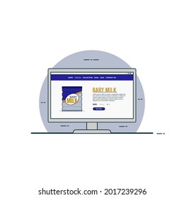 Baby milk online buying concept vector illustration. Digital technology for shoping