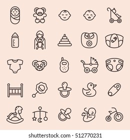 Baby minimal line icon set