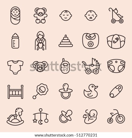 Baby minimal line icon set