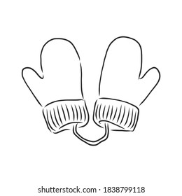 Baby mittens vector sketch icon isolated on background. Hand drawn Baby mittens icon. the mittens, vector sketch illustration