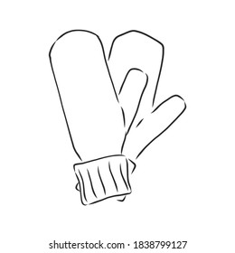 Baby mittens vector sketch icon isolated on background. Hand drawn Baby mittens icon. the mittens, vector sketch illustration