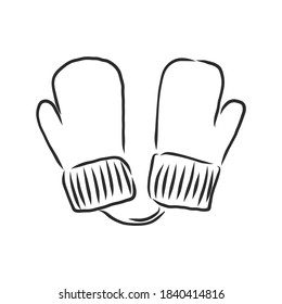 Baby mittens vector sketch icon isolated on background. Hand drawn Baby mittens icon. the mittens, vector sketch illustration