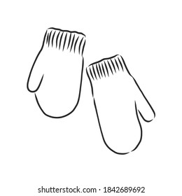 Baby mittens vector sketch icon isolated on background. Hand drawn Baby mittens icon. the mittens, vector sketch illustration