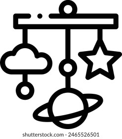 icono del móvil del bebé. Diseño De Estilo Lineal Delgado Aislado Sobre Fondo Blanco