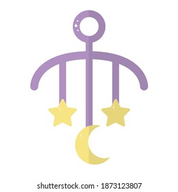 baby mobile with one moon and two stars vector illustration design