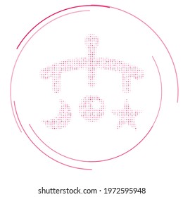 The baby mobile symbol filled with pink dots. Pointillism style. Vector illustration on white background