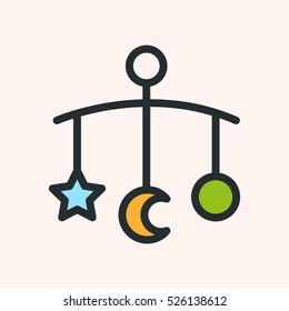 Baby Mobile Toy Minimalistic Flat Color Line Stroke Icon Pictogram Symbol