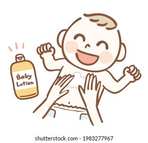 Baby moisturizing with baby lotion