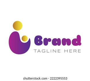 Baby and mom logo design. Baby care logotype. Baby in mother's lap, mother holding baby logo inspiration. Suitable for child love, child care, family love, protecting children concept.

