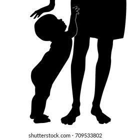 baby and mom silhouette. Vector