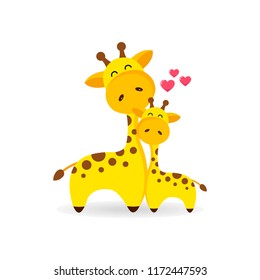 Baby Mommy Giraffe Vector Illustration Stock Vector (Royalty Free ...