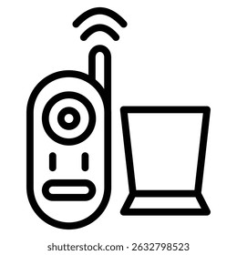 Baby monitor icon Black and white outline vector
