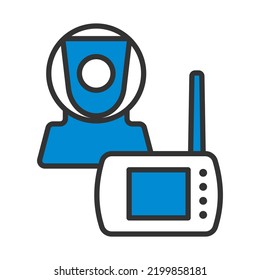 Baby Monitor Icon. Editable Bold Outline With Color Fill Design. Vector Illustration.
