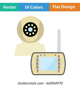 Baby Monitor Icon. Flat Color Design. Vector Illustration.