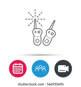 Baby monitor icon. Nanny for newborn sign. Radio set symbol. Group of people, video cam and calendar icons. Vector