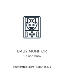 Baby monitor icon. Thin linear baby monitor outline icon isolated on white background from kid and baby collection. Line vector sign, symbol for web and mobile