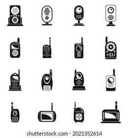 Baby monitor icons set simple vector. Button communication. Mobile equipment