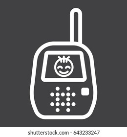 Baby monitor line icon, mobile and child control, vector graphics, a linear pattern on a black background, eps 10.
