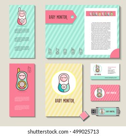 Baby monitor logo. Corporate style. Vector illustration. Radio symbol. Design of flyers, business cards, letterheads.