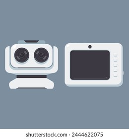 Baby monitor with two camera vector cartoon illustration isolated on background.