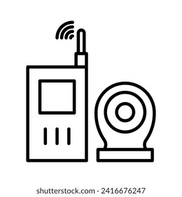 Baby monitor vector icon set collection. Baby monitor Outline flat Icon.