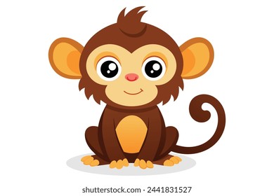 
Baby monkey Animal flat vector illustration on white background.