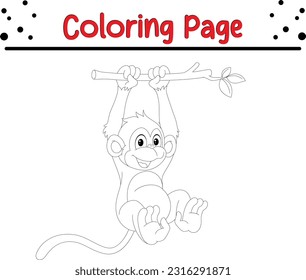 baby monkey coloring page for kids. animal coloring book for children