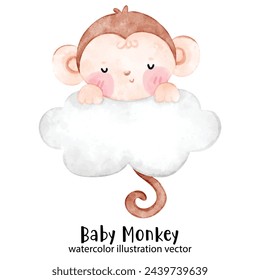 Baby Monkey, cute monkey, watercolor monkey, illustration, vector