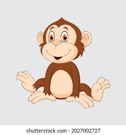 Baby monkey vector design template. Silhouette of monkey