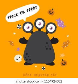 Baby Monster on Halloween Background : Vector Illustration