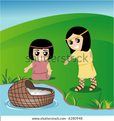 Baby Moses in Nile River - Vector