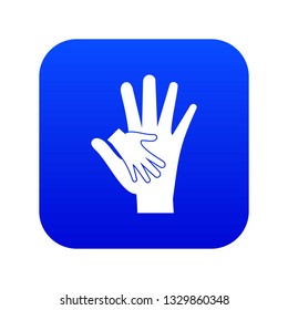 Baby and mother hand icon digital blue for any design isolated on white vector illustration