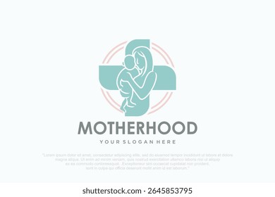 baby and mother medical logo design . vector illustration
