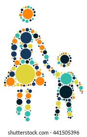 baby and mother shape vector design by color point