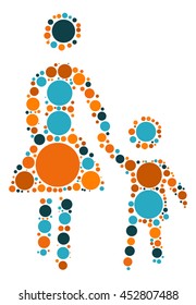 baby and mother shape vector design by color point
